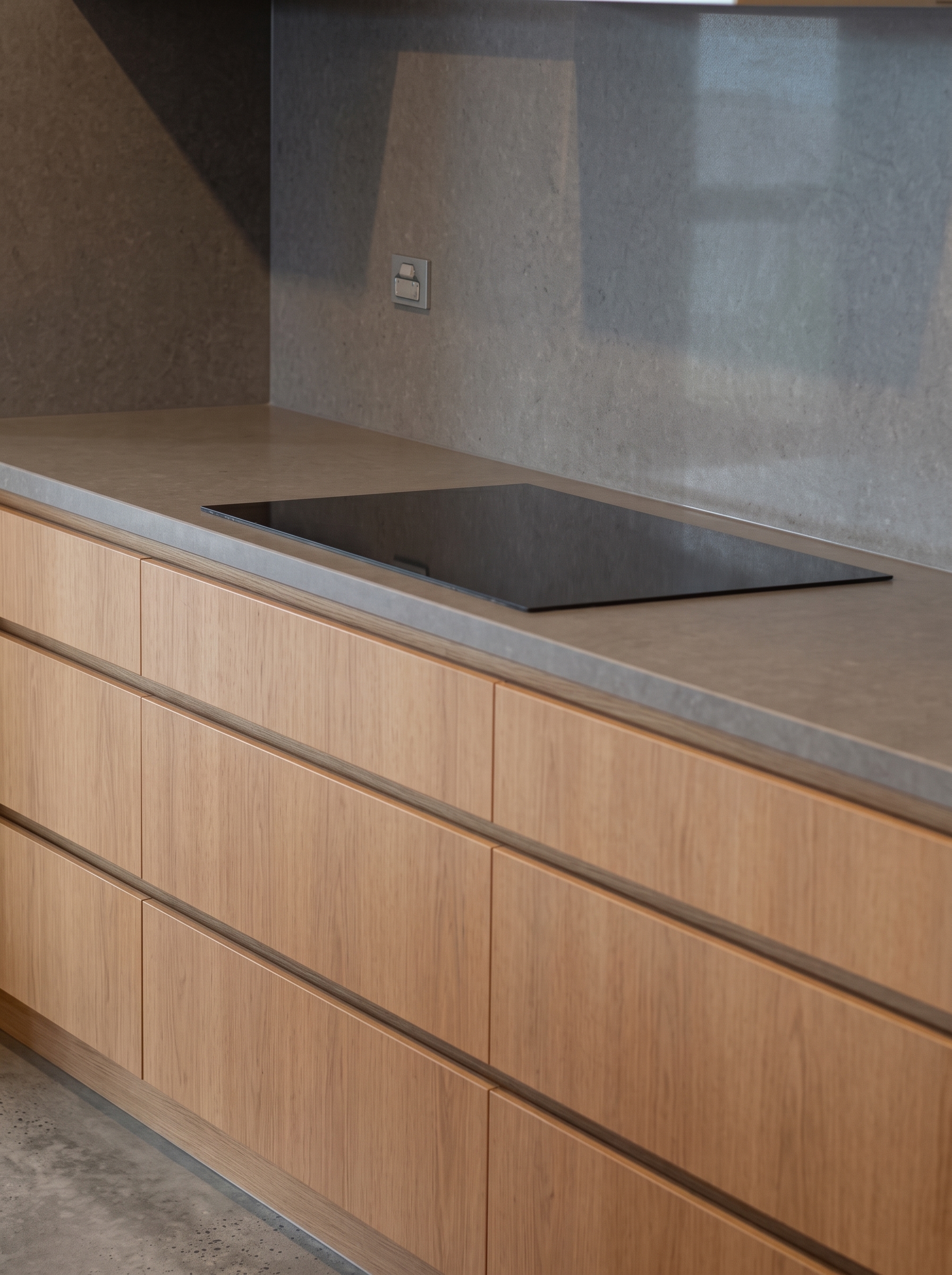 Oak minimalist kitchen — detail