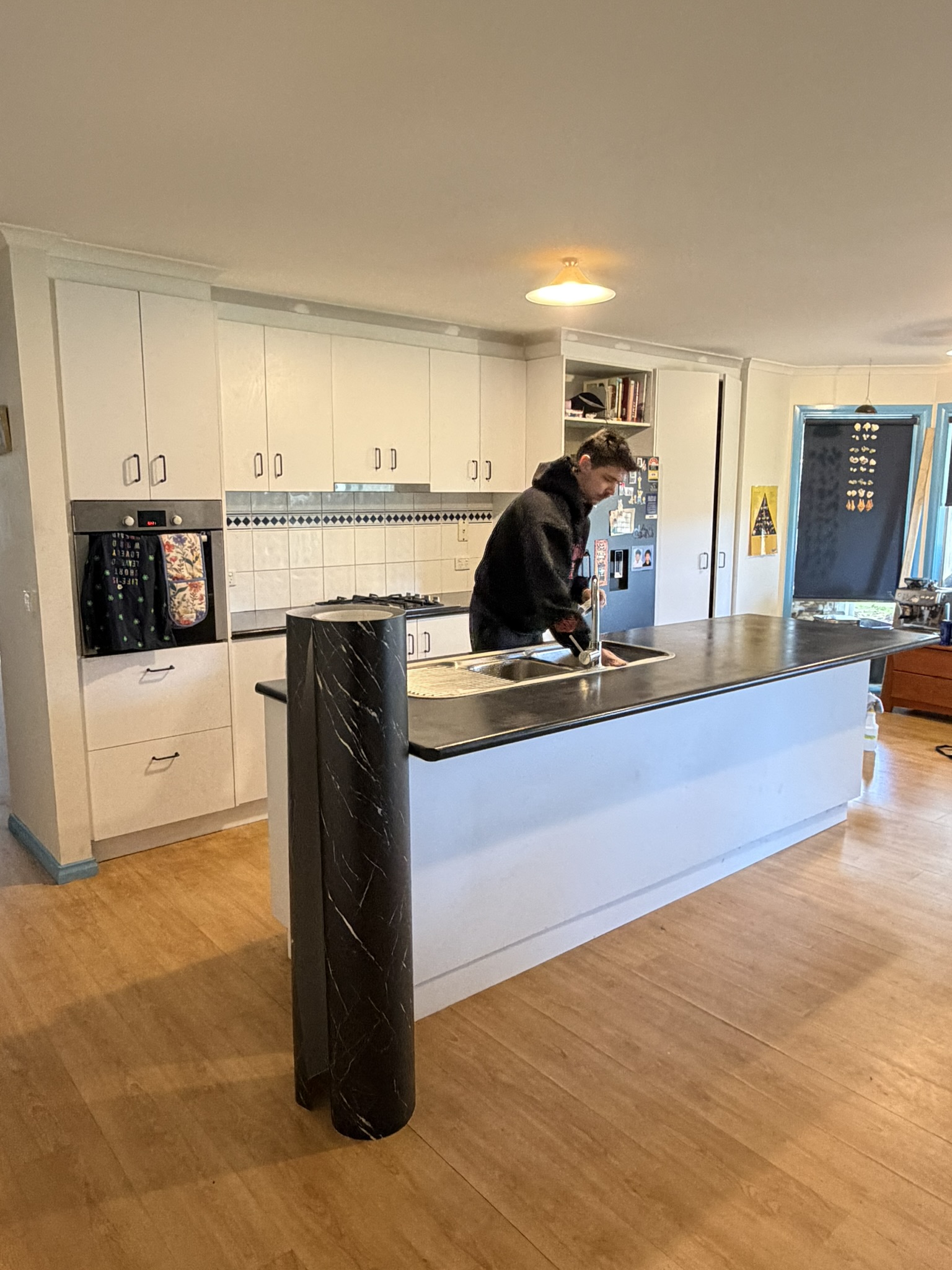 Matte-black marble kitchen — work in progress